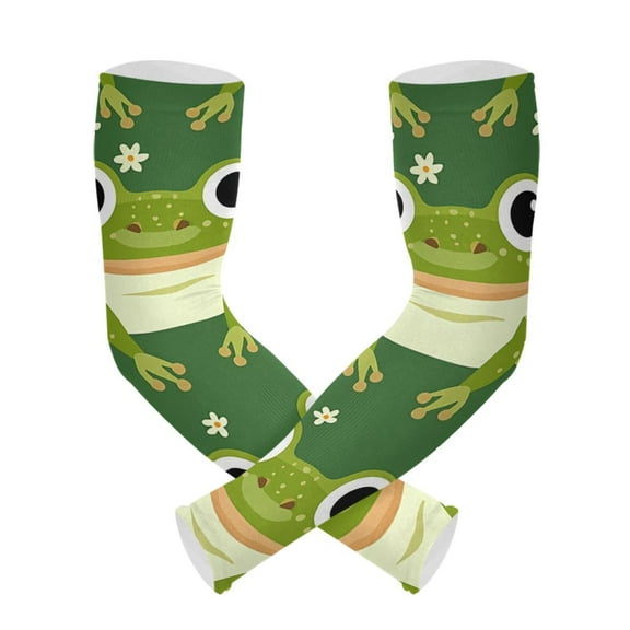 Frogs and Flowers Gardening Sleeves UV Sun Protection Cooling Arm Sleeves Anti-Scratch Farmers Sleeves for Women Men