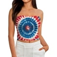 thumbnail image 4 of Stralyhd Patriotic Women's Strapless Tube Top Summer Y2k Crop Tank Workout Bandeau Backless Slim Fit Beach Stretchy T-Shirt for Casual Blue M, 4 of 6