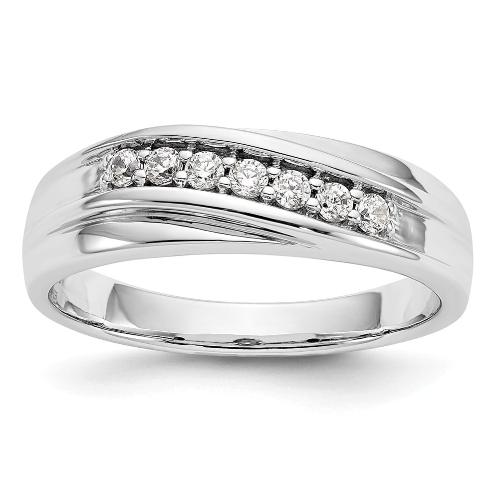 14K White Gold Ring Band Wedding Diamond Round Men's , Size 9 - Walmart.com