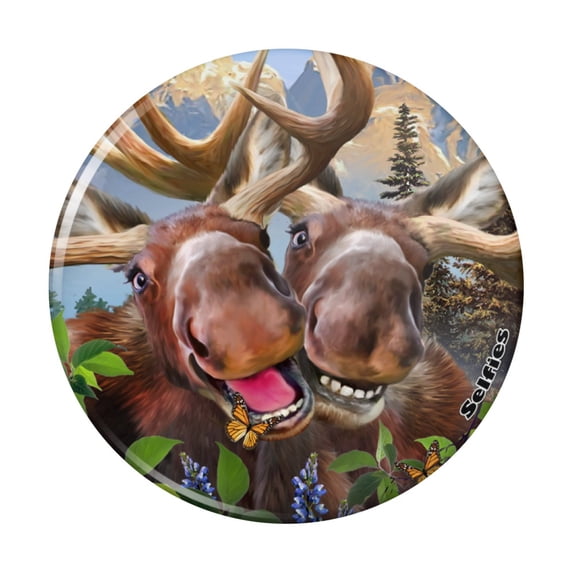 Moose Selfie Pinback Button Pin
