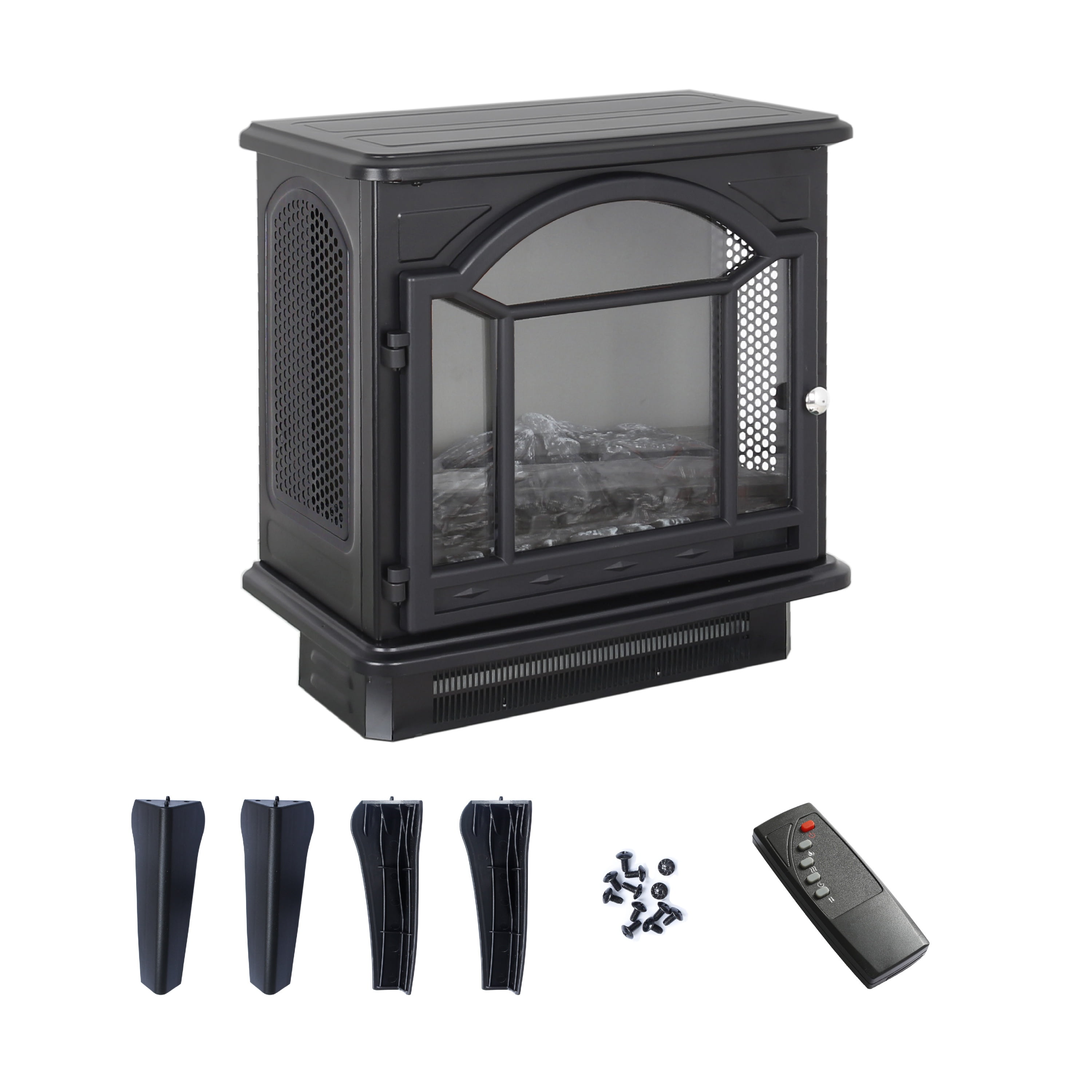 Electric Fireplace Heater Stove, Legahome 18'' Freestanding Infrared Fireplace Heater with Remote Control, 3D Realistic Flame Effects, Adjustable Brightness, Temp Control and Timer, CSA Certified