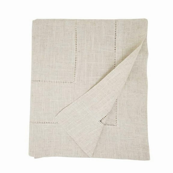 Saro Lifestyle 741.N6584B 65 x 84 in. Oblong Linen Blend Toscana Double Hemstitched Tablecloth - Natural