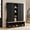 Black, variant on Farmhouse 4-in-1 Hall Tree with 6 Hanging Hooks, 62.9''W Mudroom Wood Grain Bench Shoe Organizer with Cubbies, Entryway Coat Rack with Storage Shelves for Hallway, Living Room