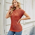 thumbnail image 4 of Women Summer Cap Sleeve Tops Casual Knit Short Sleeve Sweater Loose Fit Shirts Orange Red M, 4 of 9