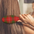 thumbnail image 4 of Classic Red and Black Buffalo Plaid Paddle Brush - Gentle on All Hair Types, Reduces Static, Ergonomic Grip Design, 4 of 5