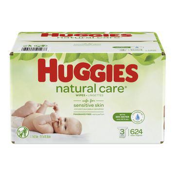HUGGIES Natural Care Baby Wipes 3 Refill Packs (Total 624 (Best Natural Wipes For Newborns)