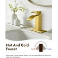 thumbnail image 3 of Single Hole Bathroom Faucet 1 Hole Waterfall Spout,304 Stainless Steel Bathroom Sink Faucet with Deck Plate and Pop-Up Drain,Suitable for RV Vanity,Brushed Gold, 3 of 9