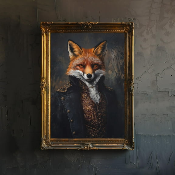 Fox in Victorian Suit Poster Dark Academia Art Victorian Art Whimsical Decor Antique Illustration Vintage Animal Wall Art Rustic Aesthetic