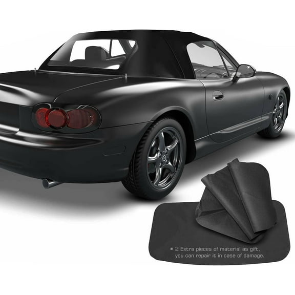 A-Premium Black Convertible Soft Top with Plastic Window Compatible with Mazda Miata 1990-2005 Convertible MA011332 MA13PC