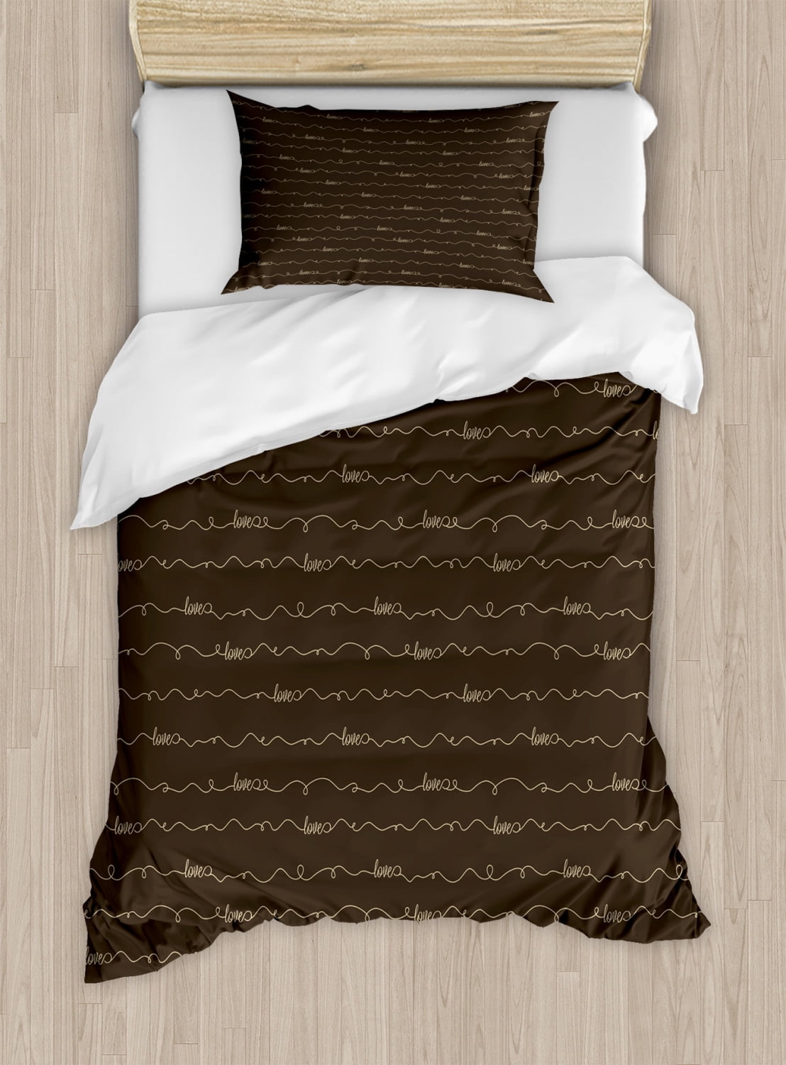 Piece Bedding Set With 1 Pillow Sham, Dark Brown King Size Duvet Cover