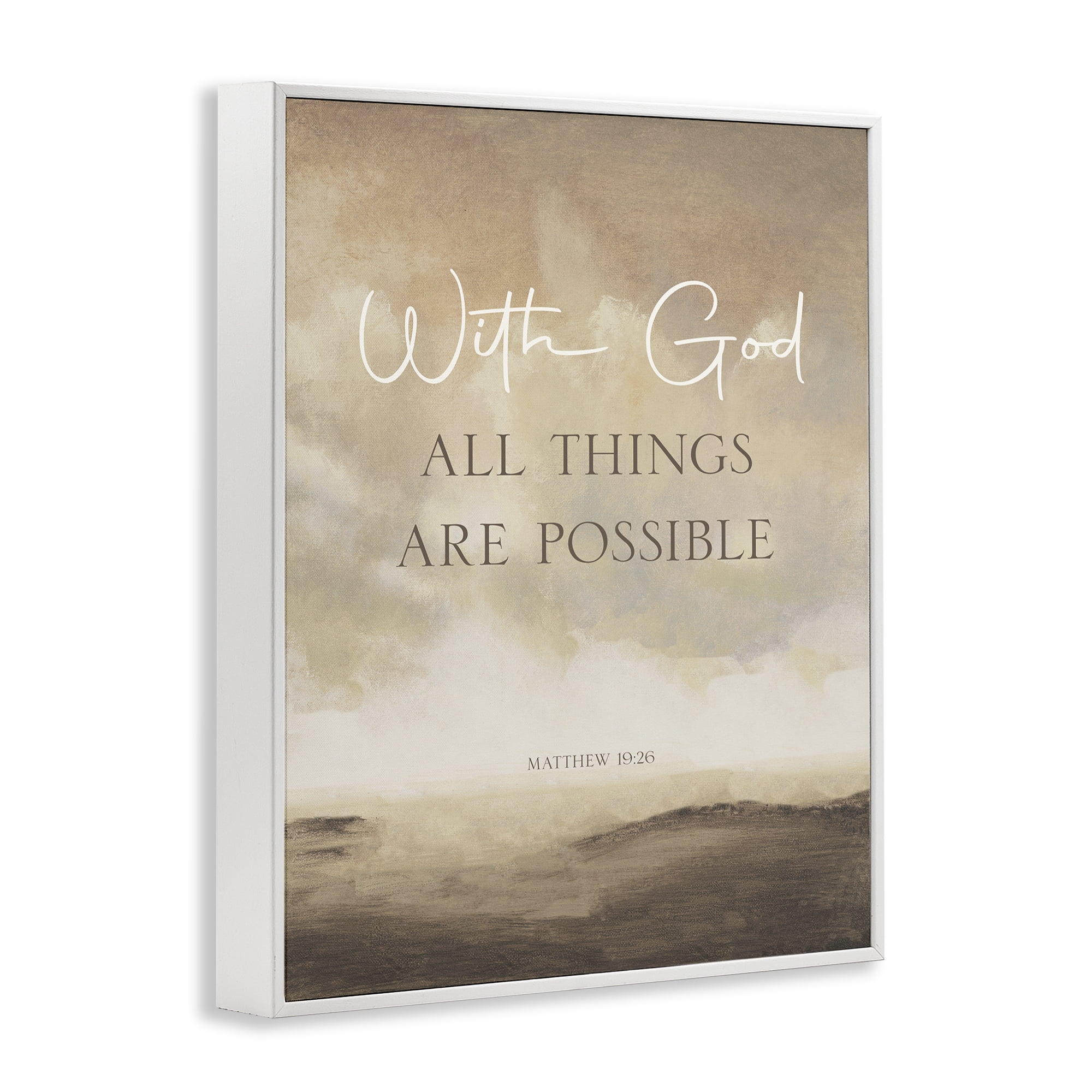 Stupell Industries With God Matthew Proverb White Framed Giclee Art, design by John Spaeth