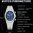 thumbnail image 5 of MINI FOCUS Men Fashion Sports Quartz Watch Multifunctional Luminous Dial Calendar Waterproof Stainless Steel Strap, 5 of 11