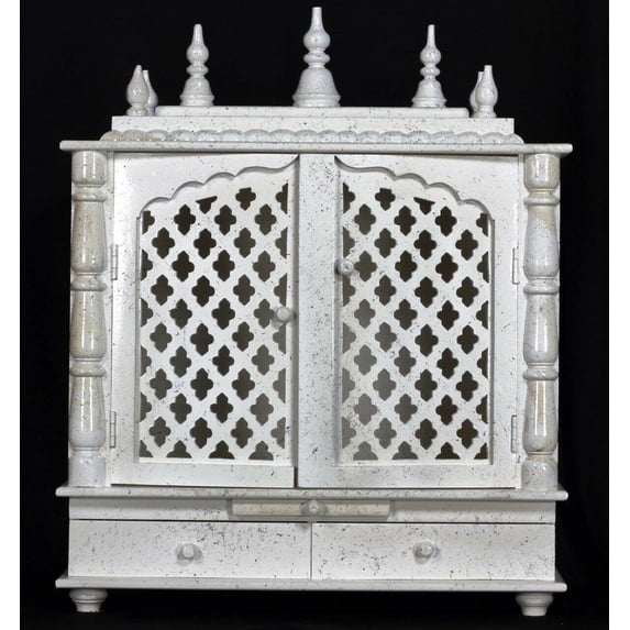 Wooden Temple Handcrafted Hindu Hanging Puja Mandir / Pooja Ghar / Mandap For Worship Home Decor Or Office Household Shrine for Diwali