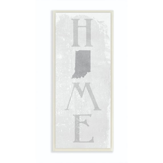 Stupell Industries Indiana Home State Map Grey Textured Word Design Wall Plaque Art by Daphne Polselli