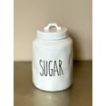 thumbnail image 3 of Sugar Jar White Ceramic Large Capacity Kitchen Pantry Organizer Bulk Food Storage Container With Lid Modern Farmhouse 9" H x 5.75" W, 3 of 6