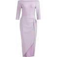 thumbnail image 3 of LAICAIW Women's Bodycon Shoulder Maxi Ruched Prom Cocktail Dresses Shining Off Dress Elegant Slit Wedding Guest Formal, 3 of 6
