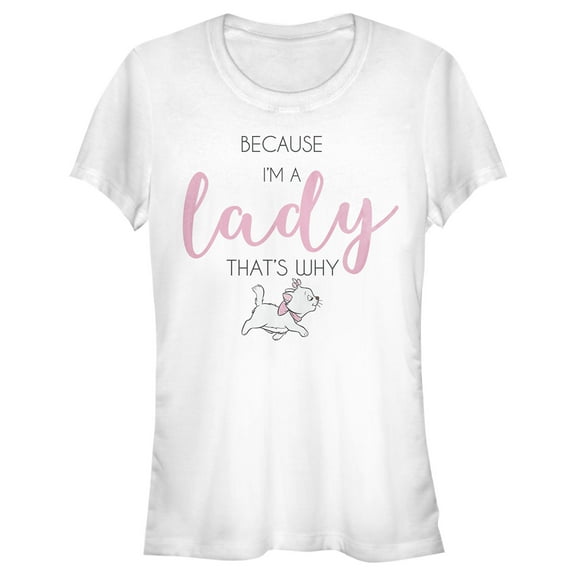 Junior's Aristocats Because I'm a Lady, That’s Why  Graphic Tee White Small