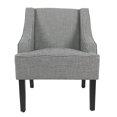 thumbnail image 4 of HomePop Fauteuil d'Appoint Traditionnel en Bois et Tissu à Accoudoirs Incurvés, Noir, 4 of 11