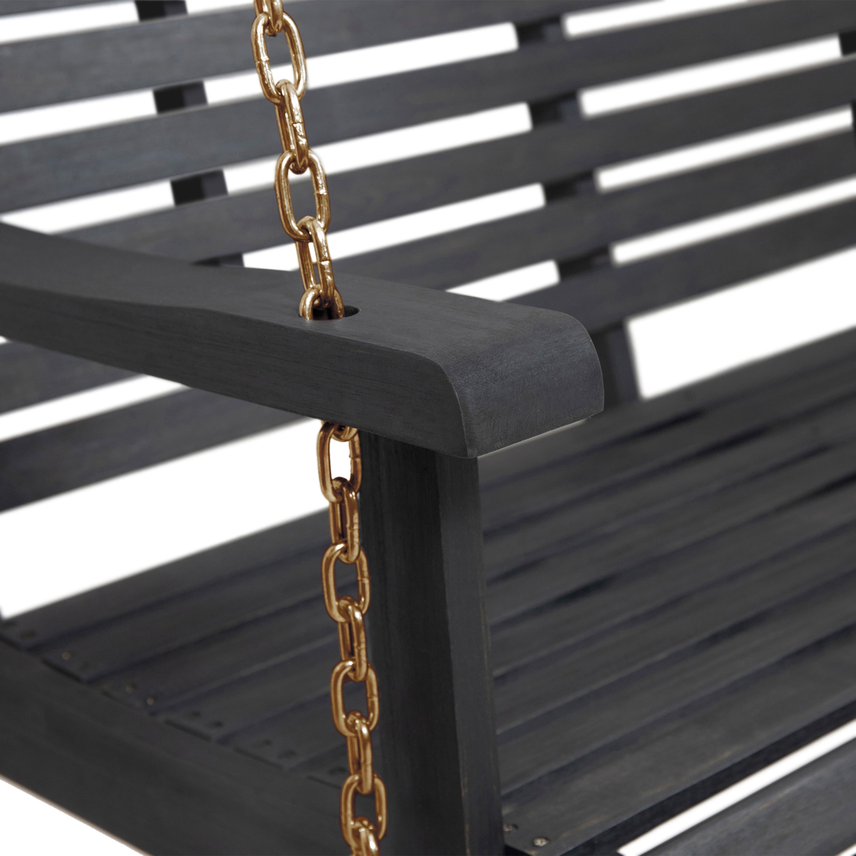 Ace Outdoor Aacia Wood Porch Swing, Dark Gray