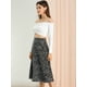 thumbnail image 4 of Falda midi de una línea con estampado floral para mujer Faldas vintage de gasa de verano Negro XL, 4 of 6