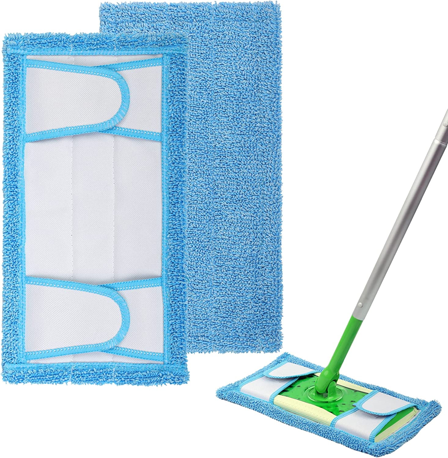 HZKAICUN Reusable Microfiber Mop Pads for Swiffer Sweeper & All 1012 Inch Flat Mop, Upgraded