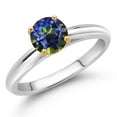 thumbnail image 2 of Gem Stone King 1.00 Ct Round Blue Mystic Topaz 10K White and Yellow Gold Solitaire Engagement Ring (Size 7), 2 of 4