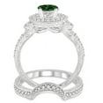 thumbnail image 3 of 1.5 Carat Emerald & Diamond Antique Halo Bridal Set Engagement Ring on 10k White Gold, 3 of 3