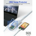 thumbnail image 3 of 2 Pack Power Strip Surge Protector with USB Ports, White Extension Cord 6 Feet 3 Prong, 3 outlets, 2 USB Ports, 1250W/10A, Wall Mountable, Plug Strip Surge Protector 300J for Home Office, SGS Approved, 3 of 5
