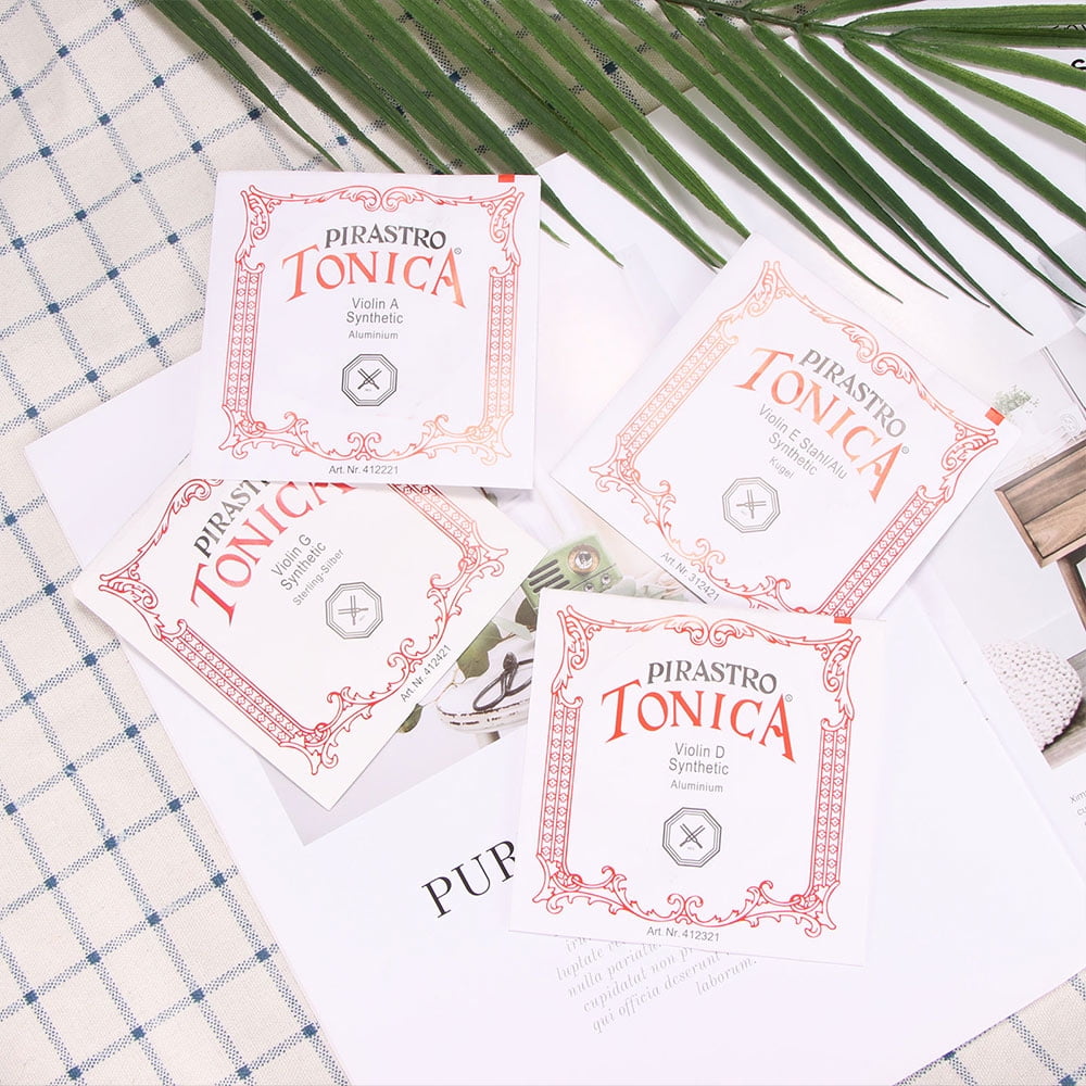 Pirastro Tonica Violin String Set - Medium Gauge, Nylon Core, Loop End With Aluminum E
