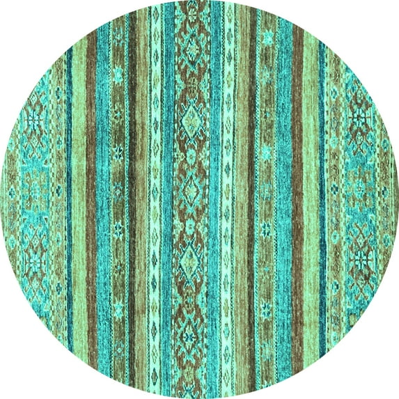 Ahgly Company Indoor Round Abstract Turquoise Blue Modern Area Rugs, 5' Round