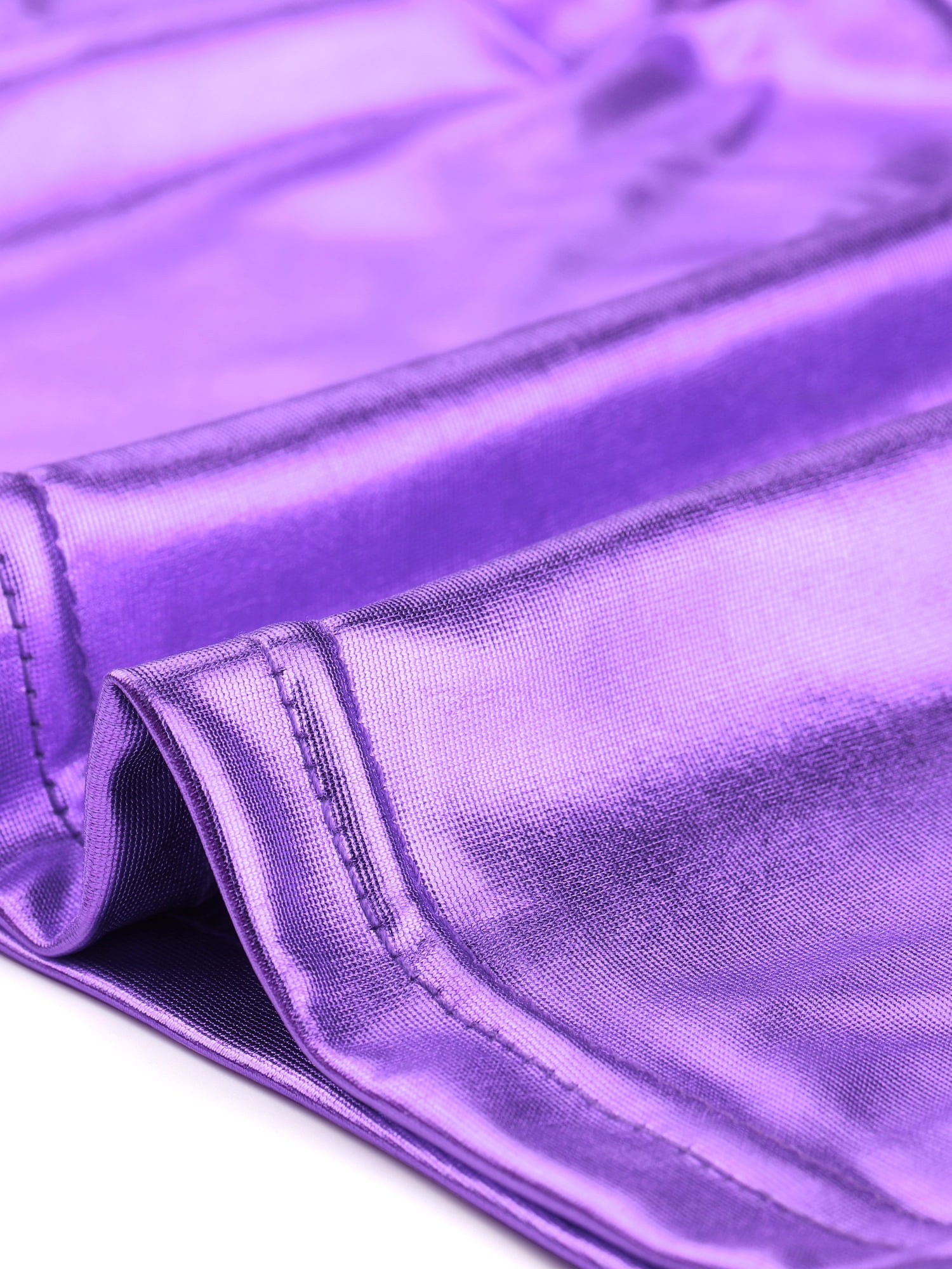 DARING DIVA Women's U Neck Sleeveless Shiny Metallic Crop Top M Lavender