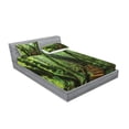 thumbnail image 2 of Ambesonne Forest Fitted Sheet & Pillow Sham Set, Entrance to Wilderness, Queen, Green Brown, 2 of 2