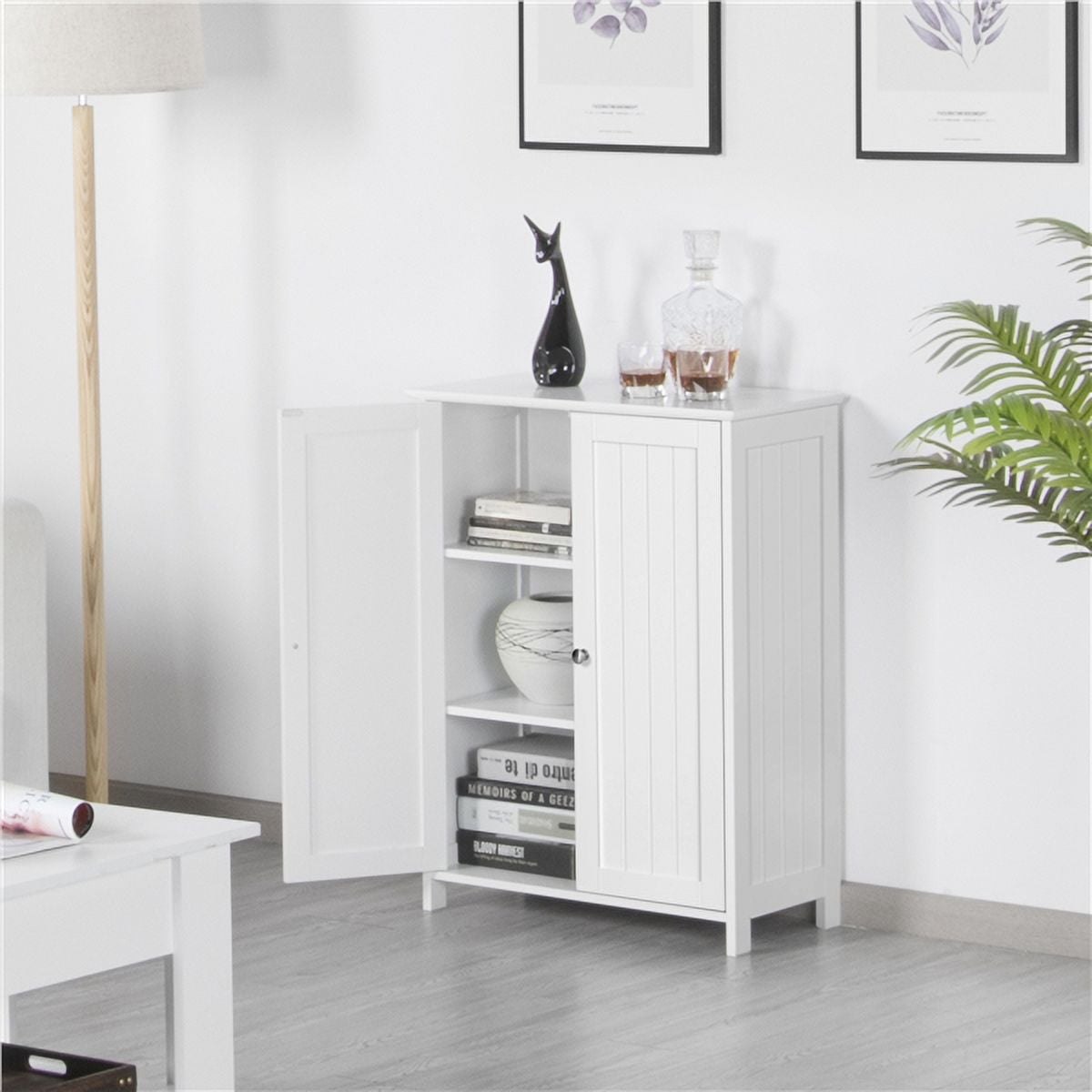 Renwick Bathroom Wall Cabinet with Double Doors Wall Mounted Medicine Cabinet Hanging Organizer White