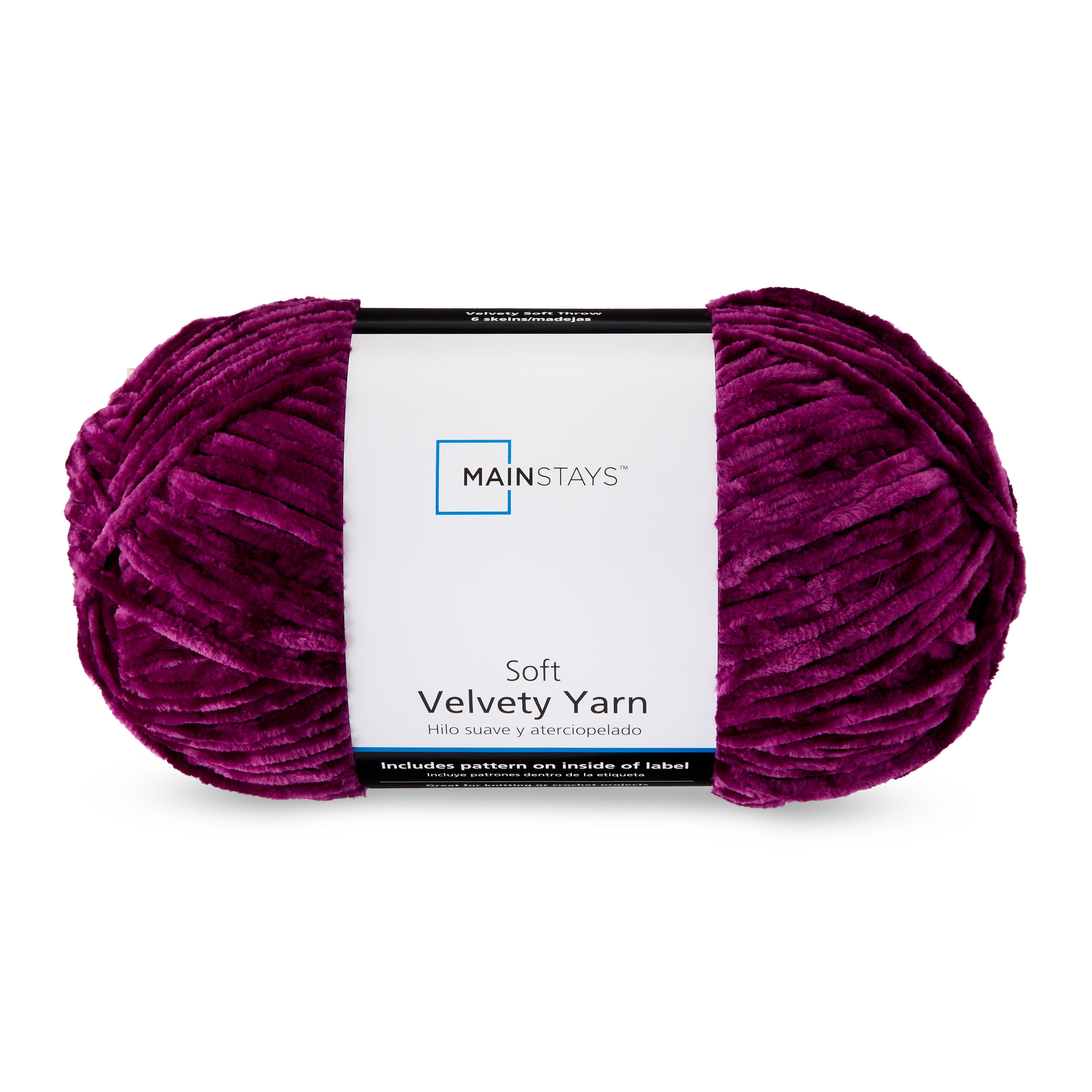 Mainstays Soft Velvety Yarn, 315 yd, Magenta Purple, 100