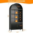 thumbnail image 2 of SUPEER 73" Tal Big Metal Arched Storage Display Cabinetr, Pantry, Curio Cabinet, Metal Arched Bookcase with Glass Doors, Assembly Required, Black, 2 of 6