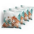 thumbnail image 5 of Ambesonne Exotic Throw Pillow Cover 4 Pack, Orchids Blossoms Floral, 16", Orange and Teal, 5 of 7