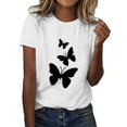 thumbnail image 1 of WEIYLL T-Shirts pour Femmes Décontractés à Imprimé Col Ras du Cou Manches Courtes Chemisier Blanc Tailles P, 1 of 4