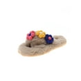 thumbnail image 3 of Woobling Ladies Slide Sandals Flat Plush Slipper Slip On Fuzzy Slippers Home Non-slip Open Toe Fluffy Slides Khaki 7, 3 of 7