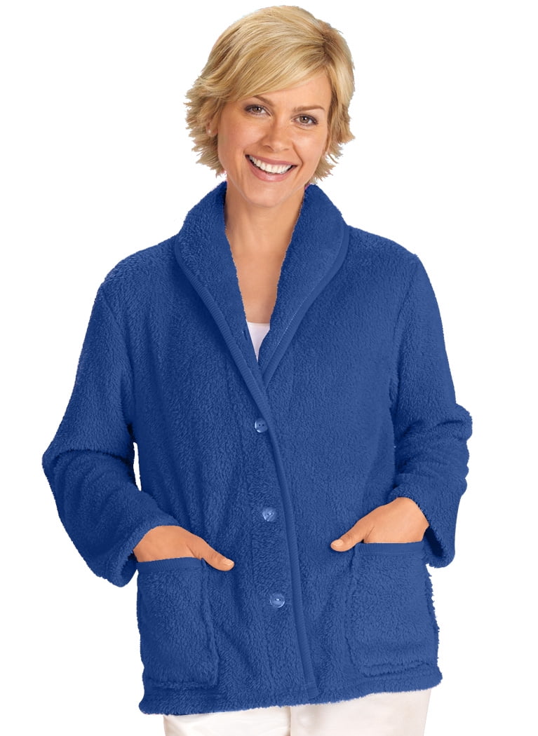 Long Sleeve Cardigan Bed Jacket Sleepyheads Women’s Ultra Soft Fleece Short Wrap Robe
