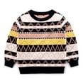 thumbnail image 2 of Povozer Boys Sweater Cotton Knit Kids Pullover Sweater Crew Neck Long Sleeve Striped Sweater for Child Toddler(Black,9-10 Years), 2 of 4