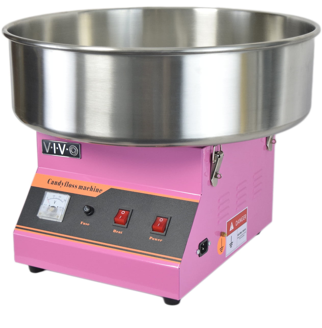 Cotton Candy Machine Electric Commercial Candy Floss Maker with Cart 20'' Pink 