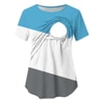thumbnail image 3 of AKOEE Women's Maternity Tops Colorblock Soft Double Layer Breastfeeding Pregnancy Nursing T-Shirts Short Sleeve (S, Blue D), 3 of 8
