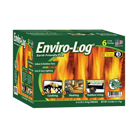 EnviroLog Indoor and Outdoor Fire Wood, 4.3 lb Firelogs, 6 Count