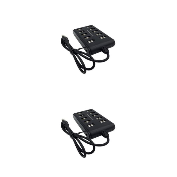 Matsuzay Hub USB 2,0 para el hogar, interruptores individuales, ordenador portátil, adaptador de USB-A, convertidor de doble , divisor de Negro 2Conjunto