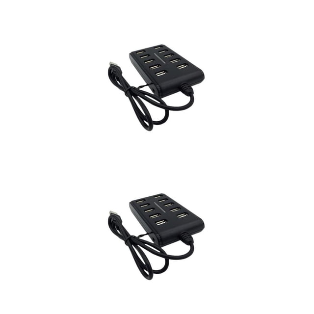 Matsuzay Hub USB 2,0 para el hogar, interruptores individuales, ordenador portátil, adaptador de USB-A, convertidor de doble , divisor de Negro 2Conjunto
