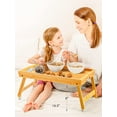 thumbnail image 2 of Bamboo Bed Tray Table with Foldable Legs, Breakfast Tray for Sofa, Bed, Eating, Working, Used As Laptop Desk Snack Tray by Pipishell, 2 of 8