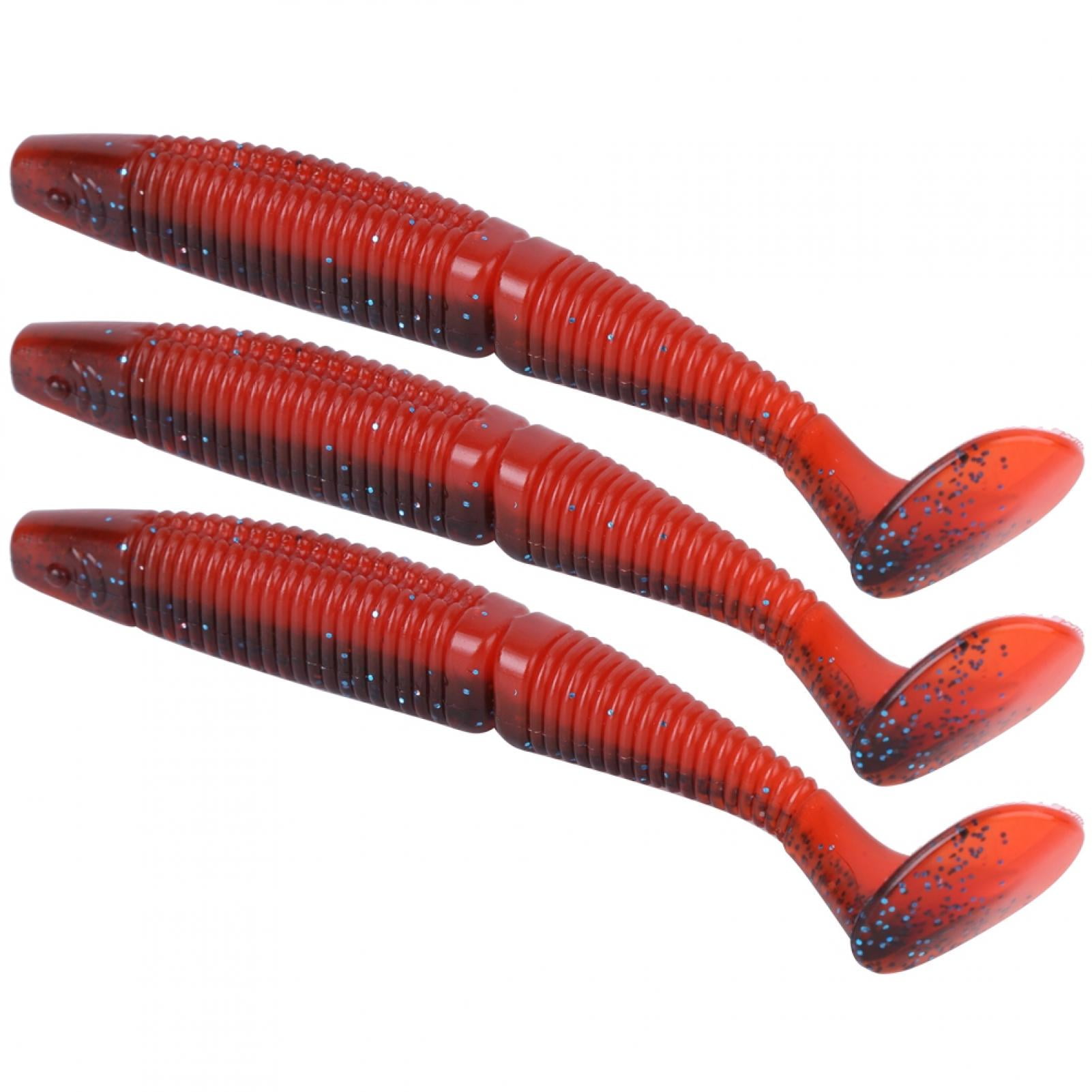 Dark Red New AR36 3PCS 17g T Tail Soft Worm Simulation Lures Fishing Equipment 