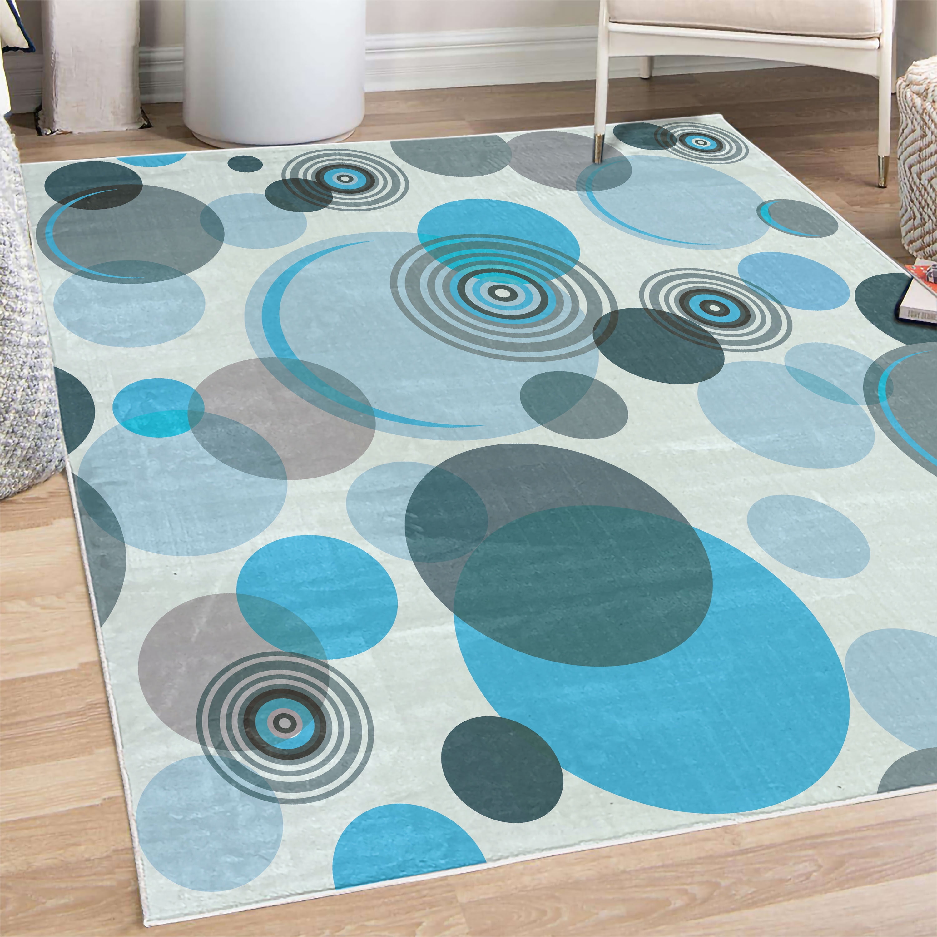 Earth Tones Decorative Rug, Abstract Pastel Pattern with Overlapping ...
