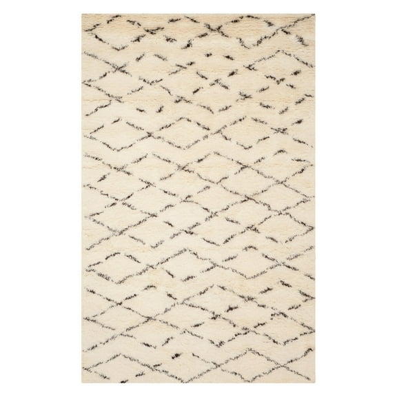 SAFAVIEH Casablanca Arturas Geometric Shag Area Rug, Ivory/Brown, 8' x 8' Square