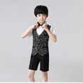 thumbnail image 4 of JAJAHO Boys Suit Sparkly Formal Dress Outfit Short Sleeve Collared Shirt Sequins Waistcoat Dress Shorts Bowtie 4PCS Set For 3-16 Years Gentleman Clothes Set, 4 of 4